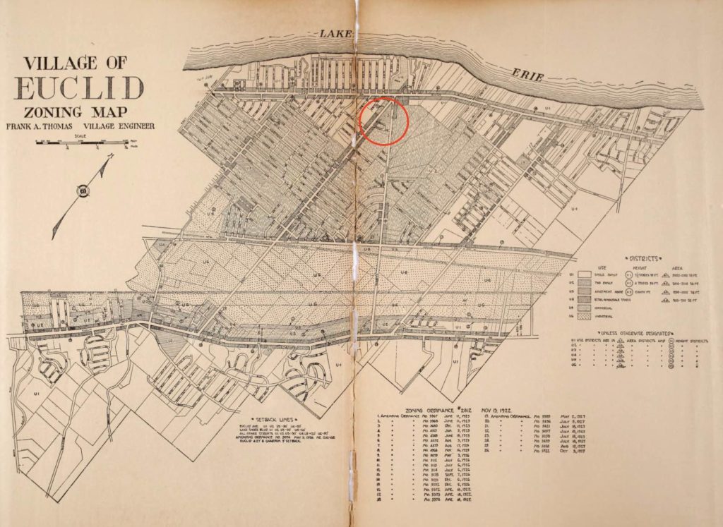 1922 Zoning map of the village of Euclid, Ohio