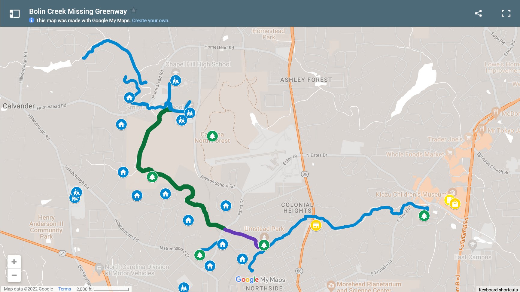 Bolin Creek missing greenway