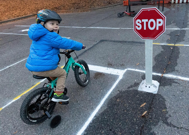 biking in traffic garden