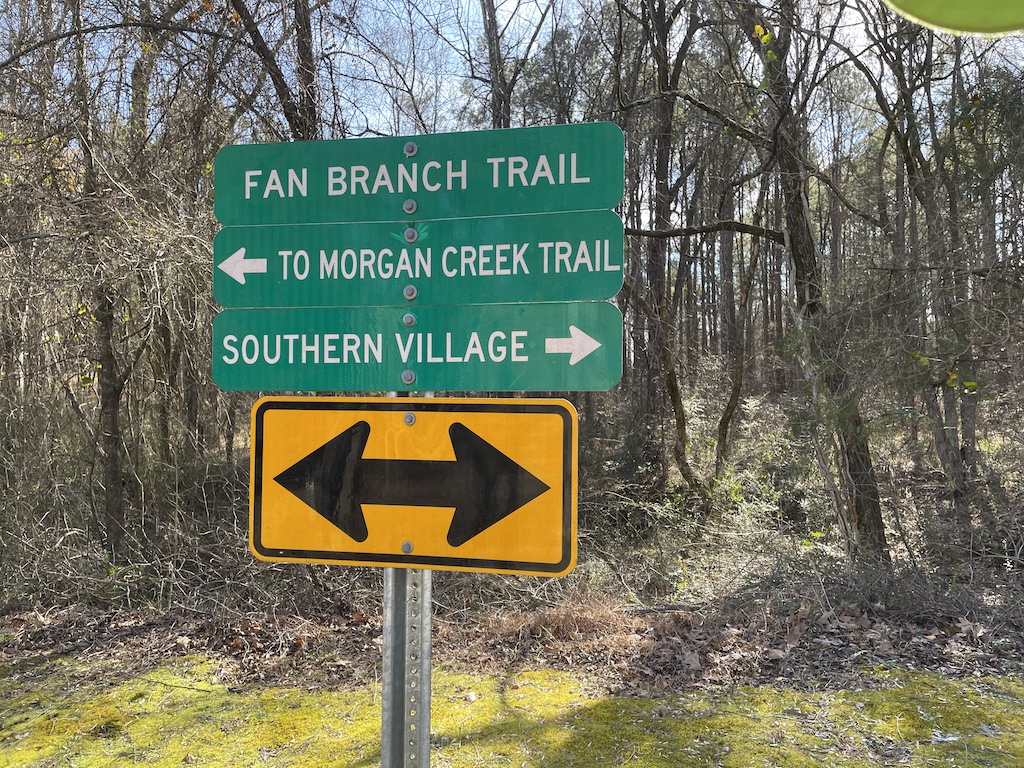 Wayfinding at Morgan Creek, Fan Branch trails 