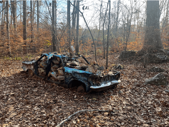 spooky abandoned car in Carrboro