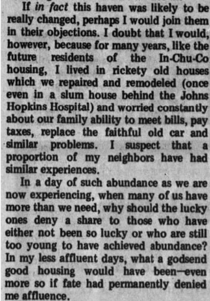 "In a day of such abundance as we are now experiencing, when many of us have more than we need, why should the lucky ones deny a share to those who have either not been so lucky or who are still too young to have achieved abundance?" 