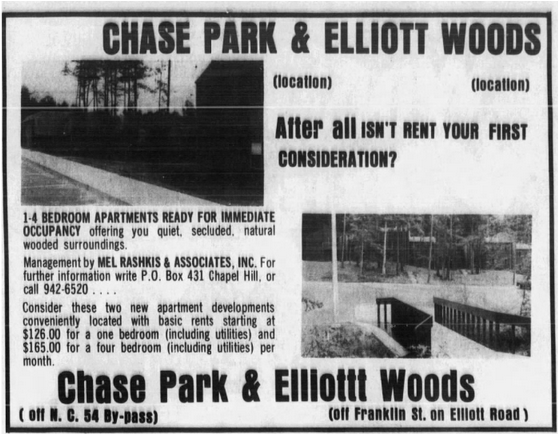 An add for Chase Park and Elliott Woods