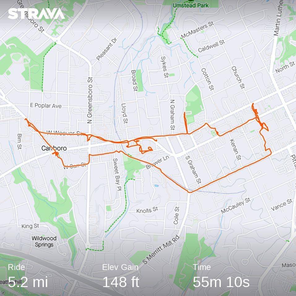 Rout in Strava of the Uproar Festival of Public Art bike tour