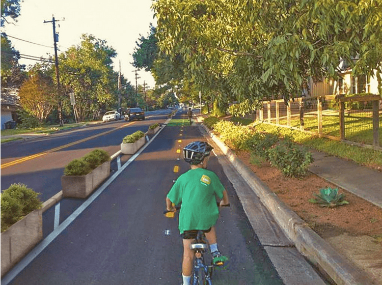 A protected bikeway in San Luis Obispo, California. 