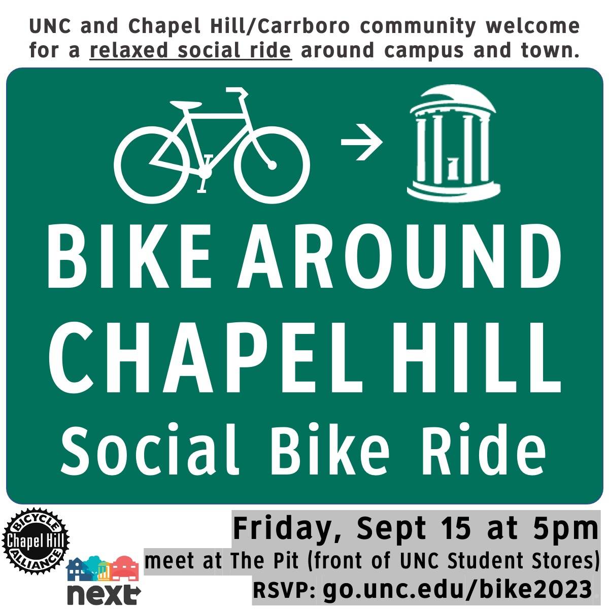 Poster for the Bike Around Chapel Hill event - September 15