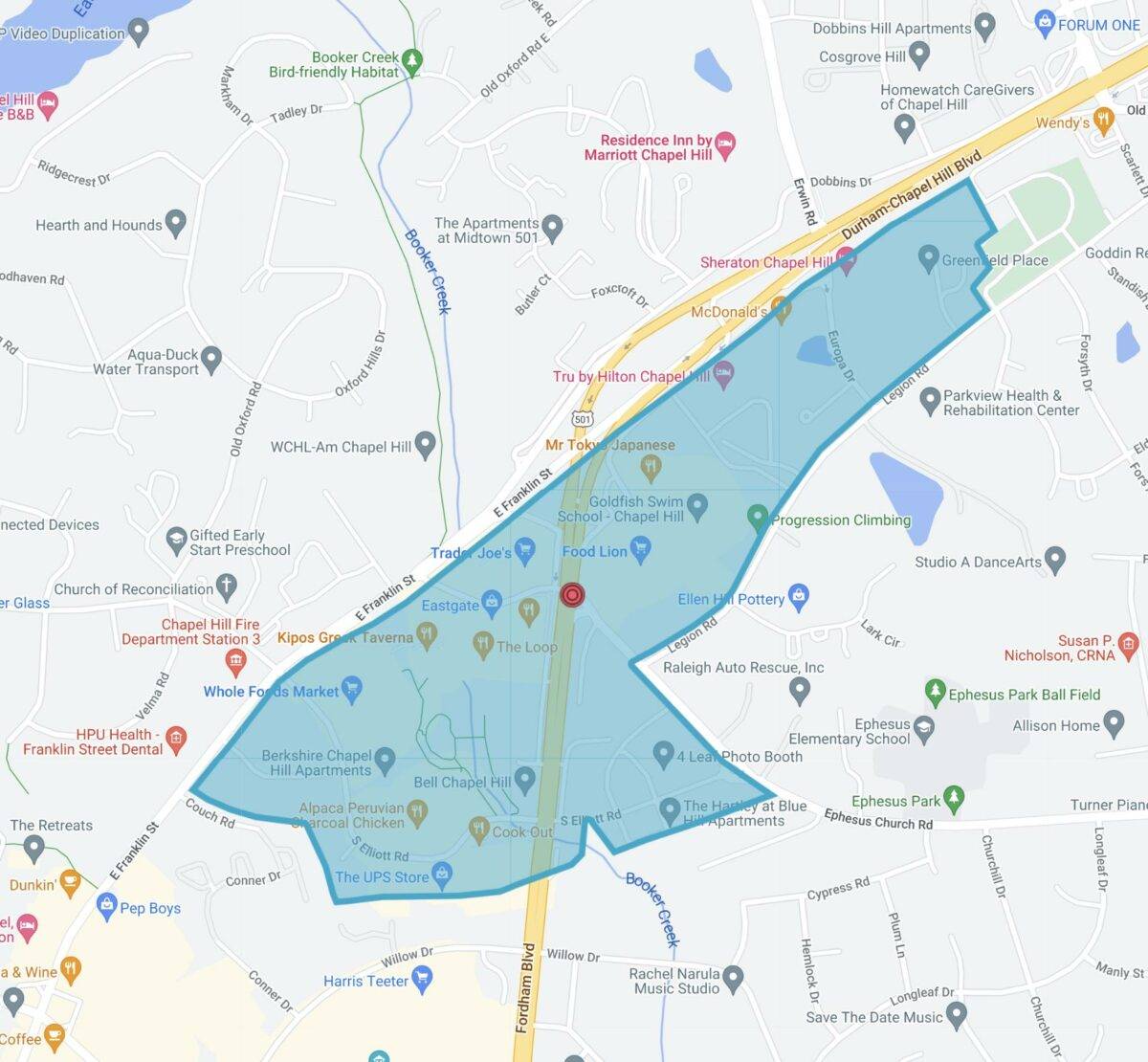 Map of the Blue Hill neighborhood