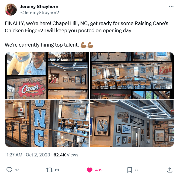 Raising Cane's Chapel Hill location now open