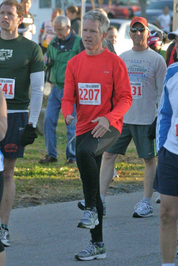 A runner, John Rees, prepares to start running in the Gallop and Gorge