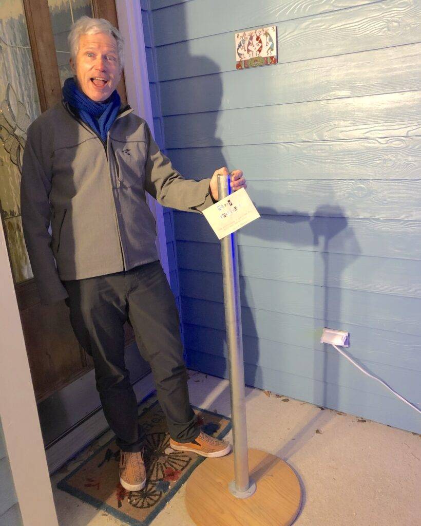 John Rees surprised to find a Festivus pole on his front porch.