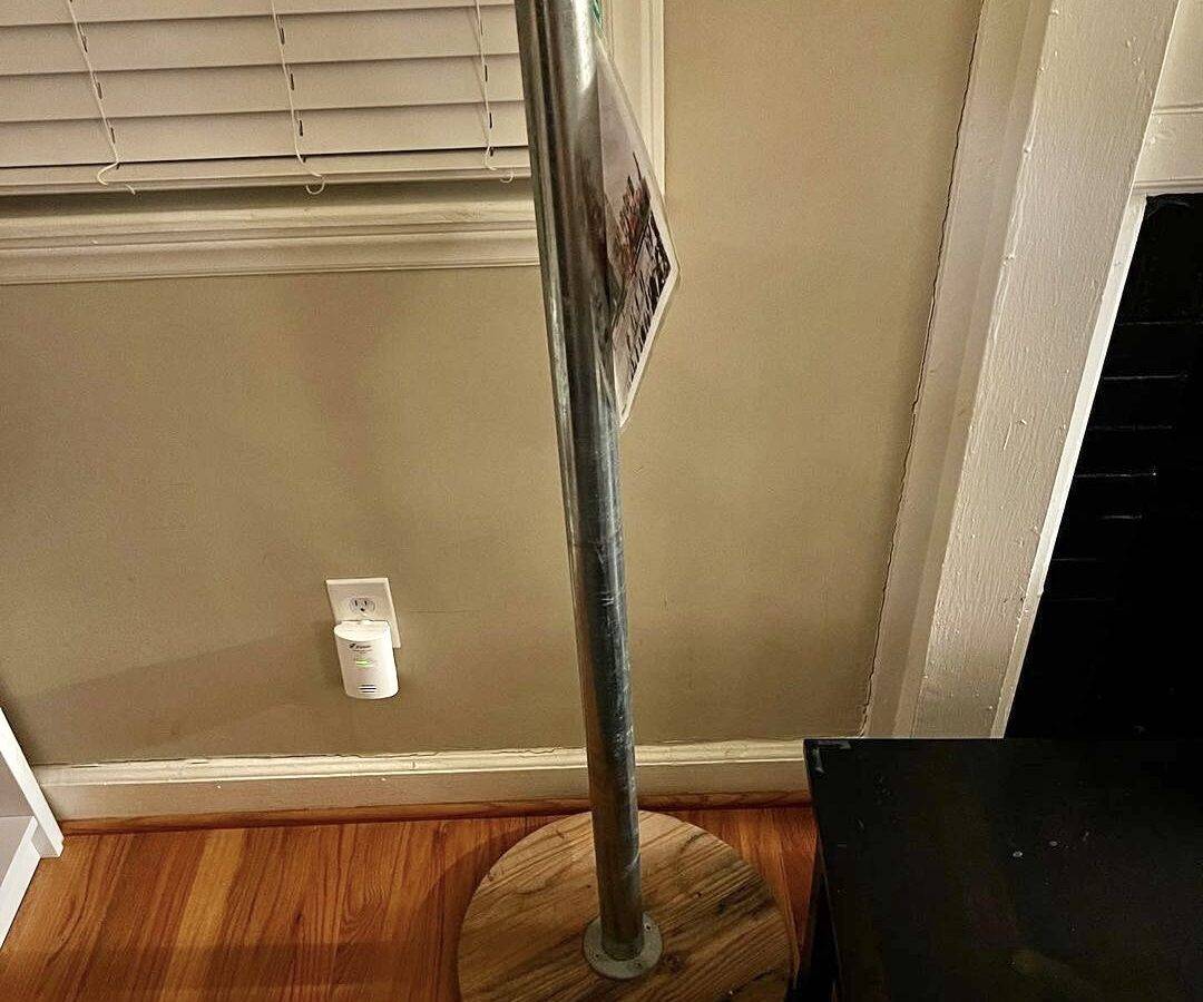 A Festivus pole sits in the living room of Planning Commissioner Louie Rivers home