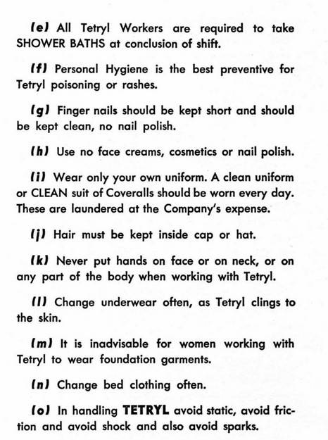 Excerpt from the munitions plant employee handbook, ca. 1942. Chapel Hill Historical Society.