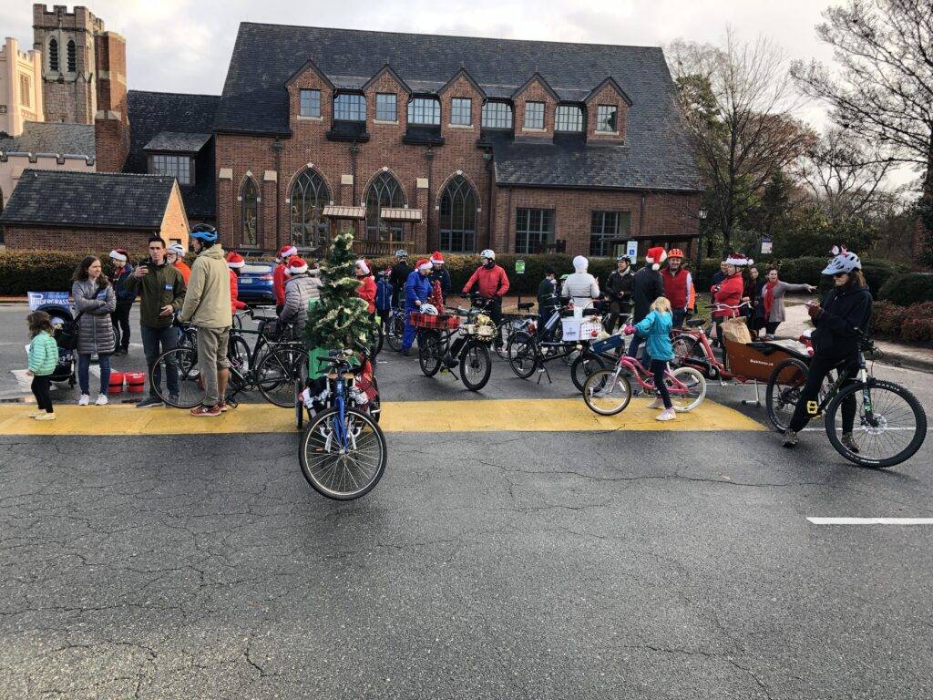 Cyclists prepare for the parade