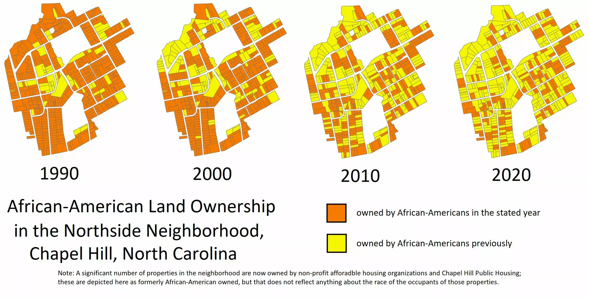 Map showing properties owned by Black residents over time