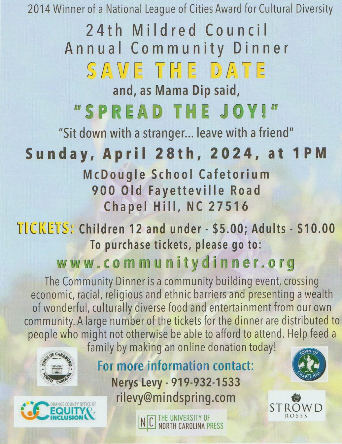 Attend the Community Dinner on April 28 at McDougle Middle School ...