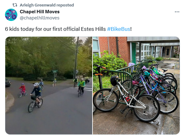 Hop on the bike bus to Chapel Hill’s Estes Hills Elementary School