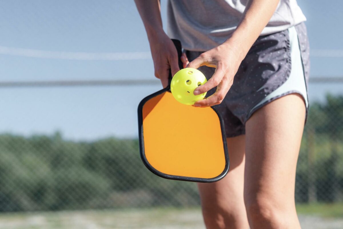 A pickle ball paddle