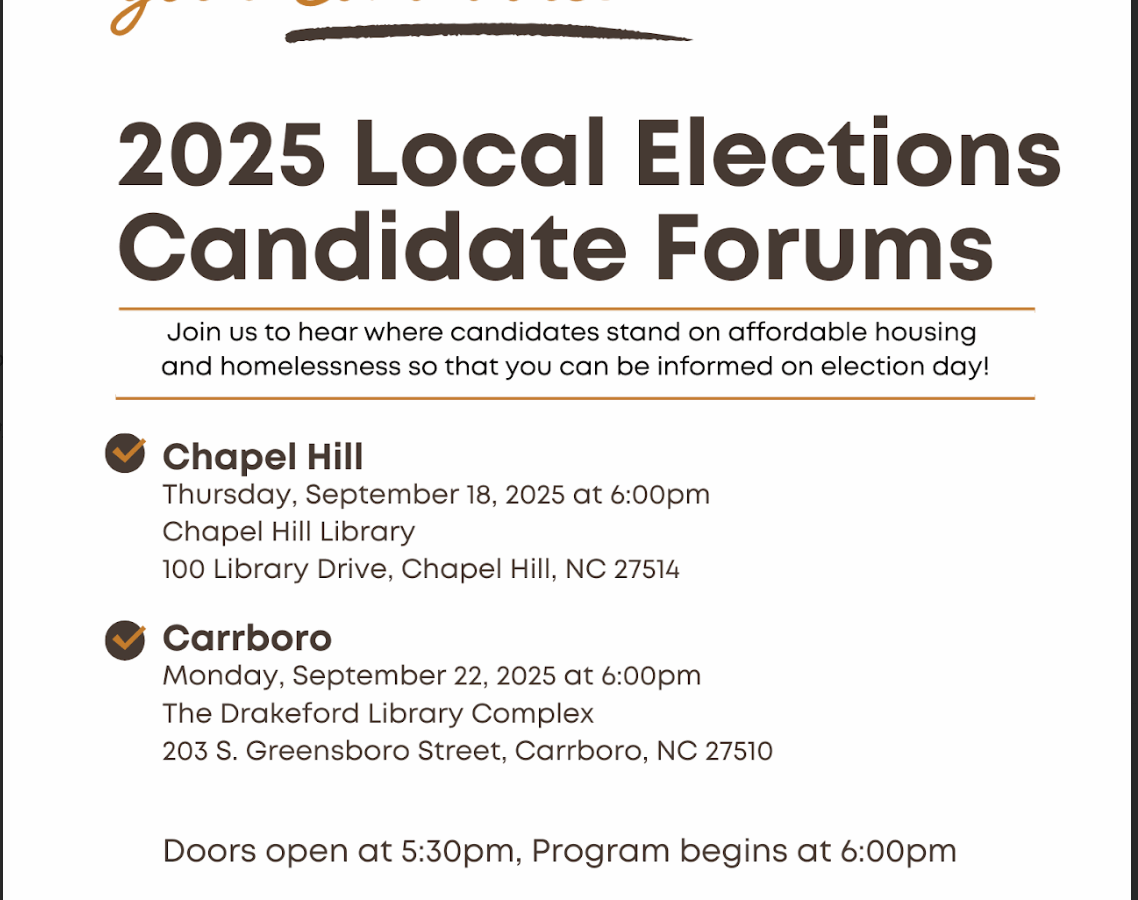 Get to know the candidates 2025 local elections campaign forums hosted by the Orange County Affordable Housing Coalition and Next