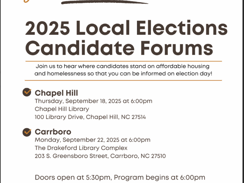 Get to know the candidates 2025 local elections campaign forums hosted by the Orange County Affordable Housing Coalition and Next