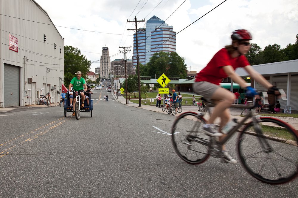 Cyclists riding in Bull City Summer Streets in 2010