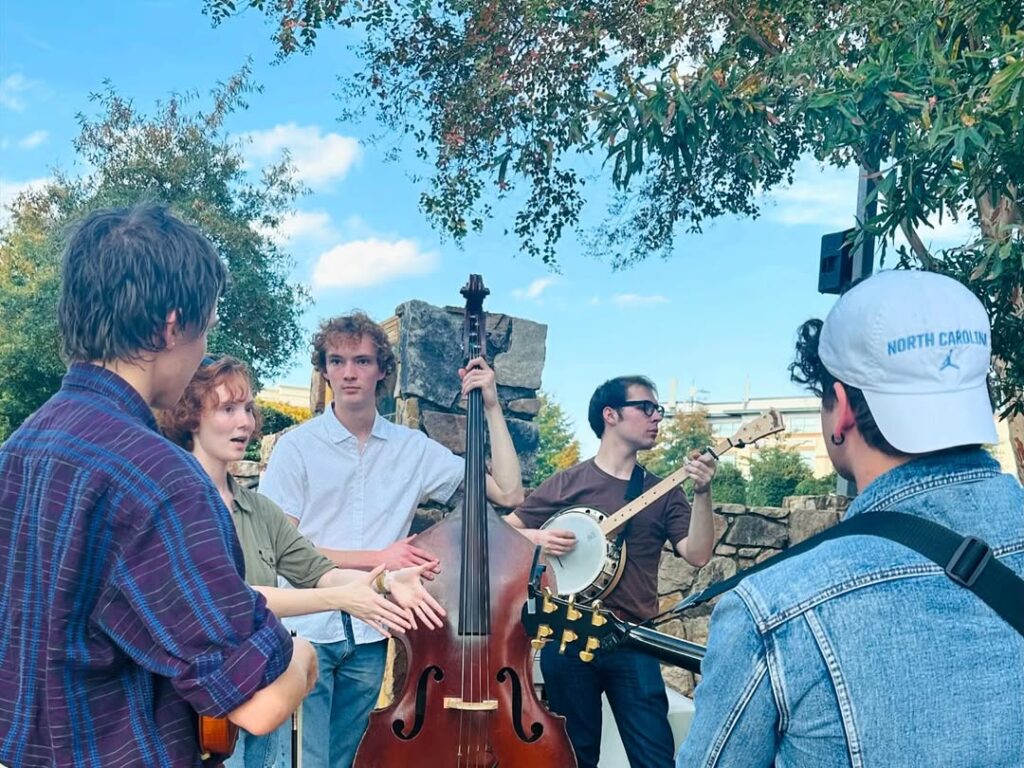 Performers jamming on the music stage