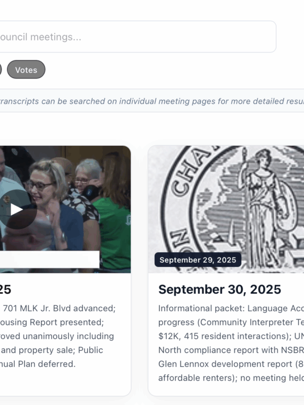 We made this nifty archive of town council meetings