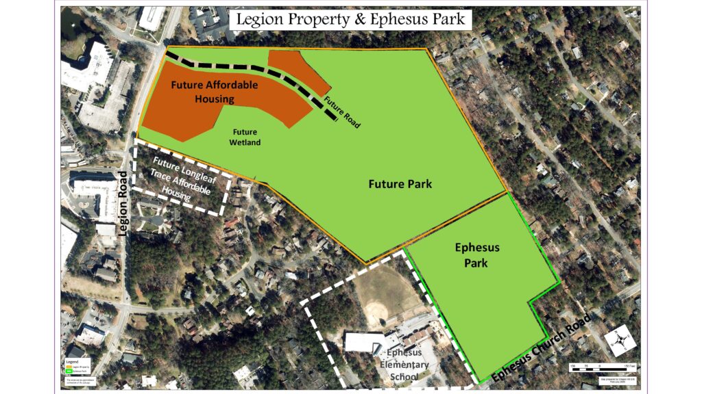 A map of the Legion Site that shows where the affordable housing will be built.