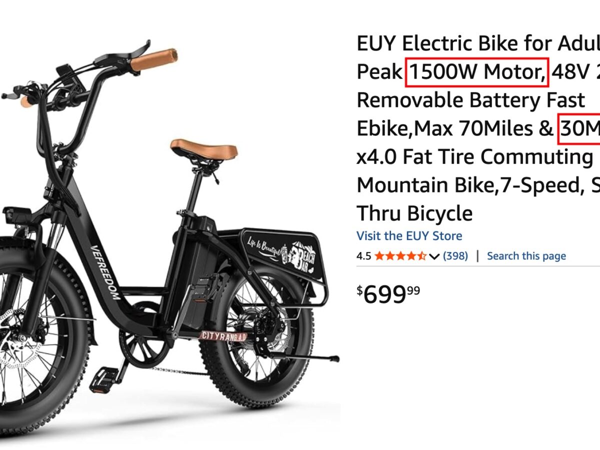 An electric bike with a 1500W motor that goes 30MPH